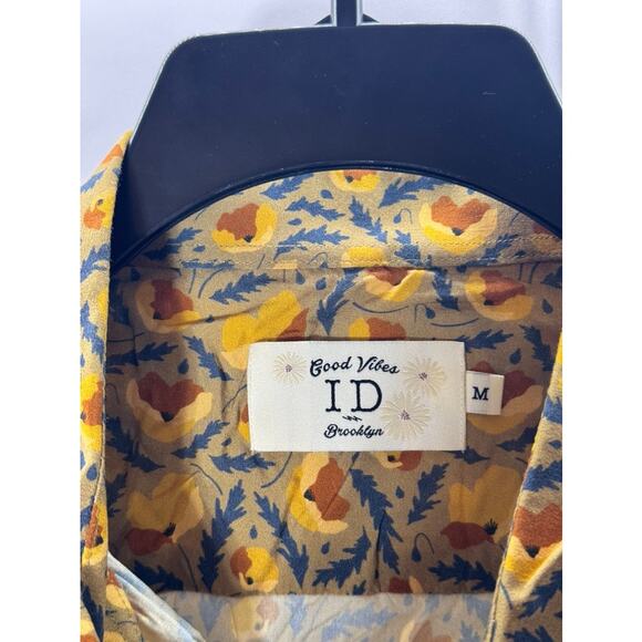 ID MENSWEAR Men's Yellow Printed Good Vibes Button-Up Short Sleeve Shirt SZ M - Picture 6 of 8